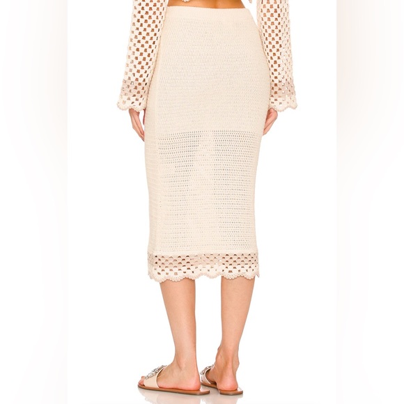 Size M | LPA Lanita Crochet Midi Skirt in Ivory & Nude - Picture 4 of 7